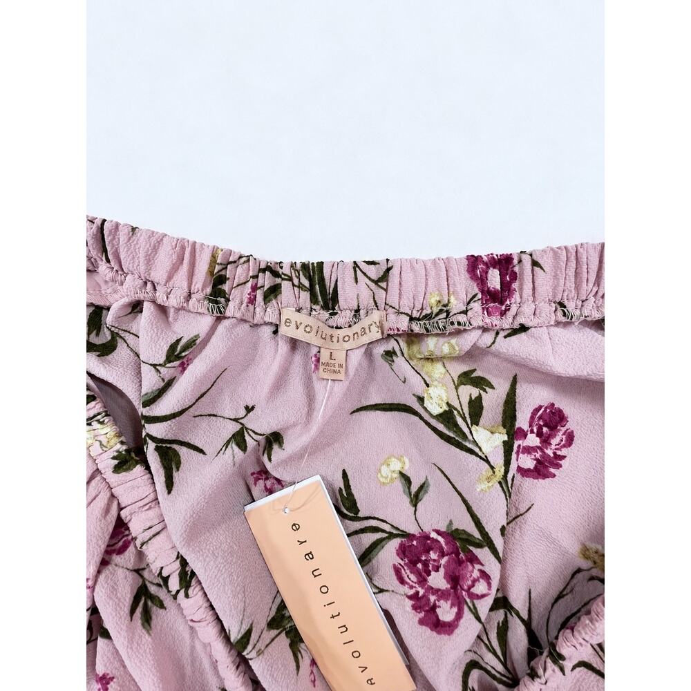 Evolutionary Floral Ruffle Crop Top – Size L - Picture 4 of 8